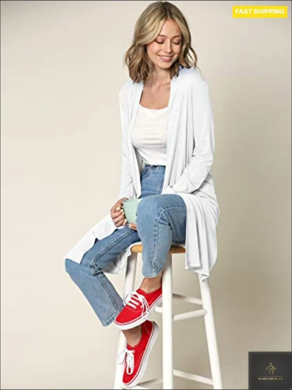 Elegant Draped Long Cardigan Open Front Lightweight Duster Layering Piece Fall